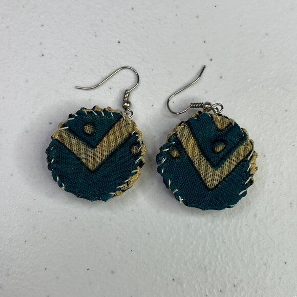 Handcrafted Round Fabric Earrings With Floral Pattern & Hook Backings - Picture 9 of 9